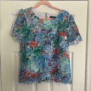 NWOT Susan Graver Occasions Women's Floral Lace Top - Multicolor